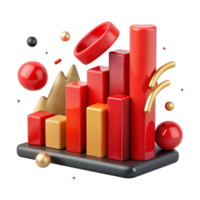 beautiful abstract Bar Graph Showing Decrease Red Isolated authentic png