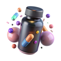 elegant vintage Pill Bottle with Childproof Cap Transparent Background high quality png