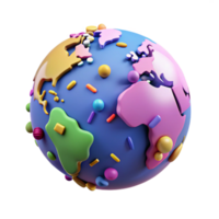 magnificent classic World Map with Colorful Continents Transparent Background detailed png