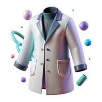 magnificent classic Lab Coat White Buttoned Front View Isolated detailed png