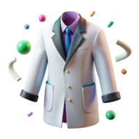 stunning modern Lab Coat White Buttoned Front View Isolated detailed png