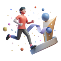 elegant modern Person Running Towards Finish Line Side View Transparent Background high resolution png