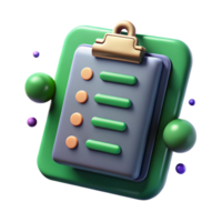 serene minimalist Clipboard with Checklist Green Isolated authentic png