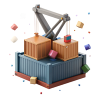 elegant minimalist Cargo Ship Container Crane Isolated high resolution png