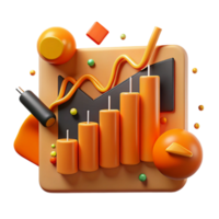 impressive rustic Declining Stock Market Graph Orange Color Cutout Element premium png