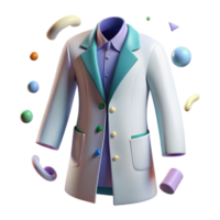 elegant vintage Lab Coat White Buttoned Front View Isolated authentic png