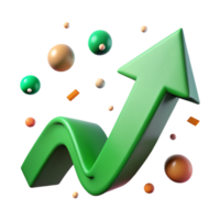 dramatic creative Arrow Moving Upwards Representing Progress Green Isolated authentic png