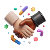 vibrant abstract Handshake Between Different Skin Tones Cutout Isolated authentic png