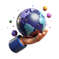 impressive rustic Hand Holding Globe Brightly Lit Isolated on Transparent Background authentic png