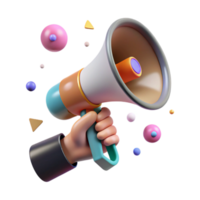 beautiful artistic Hand Holding Megaphone Side View Transparent Isolated Element png
