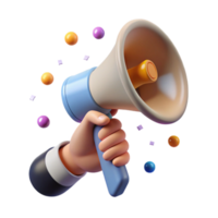 vibrant vintage Hand Holding Megaphone Side View Transparent Isolated Element high resolution png