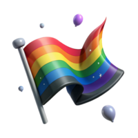 impressive rustic Rainbow Flag Waving Gently Isolated Transparent Background high quality png
