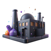 serene abstract Factory Exterior Silhouette at Night Isolated Element png
