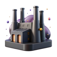 dramatic classic Factory Building Silhouette with Chimneys Isolated Element exclusive png