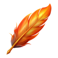 nostalgic gorgeous Hyper-specific, professional render, isolated cutout of a single Phoenix feather, glowing with embers with Transparent Background 8K png