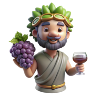sumptuous romantic retro Dionysus, God of Wine, holding a grapevine with Transparent Background handcrafted png