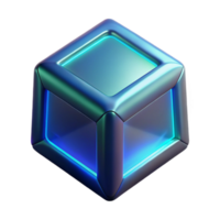 stunning bold retro A levitating cube with glowing edges with Transparent Background ultra HD png