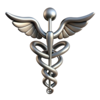 stunning unparalleled Ultra-detailed, concept art style, isolated cutout of a single, silver Caduceus, snakes intertwined with Transparent Background png