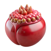 pristine mysterious elegant Photorealistic, hyper-specific render of a single, ripe pomegranate filled with human teeth with Transparent Background impeccable png