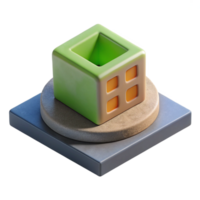 sumptuous standout Concept art style, isolated cutout of a single, levitating, concrete building block with Transparent Background png