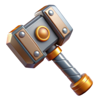 spectacular bold renaissance Concept art style render of a single, powerful Mjolnir hammer, intricate details, isolated cutout with Transparent Background ultra HD png