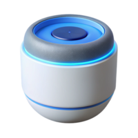 spectacular artistic Hyper-specific, professional render of a modern, white smart speaker with a blue LED ring with Transparent Background high resolution png