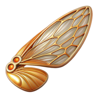 splendid avant-garde Hyper-specific, ultra-detailed concept art style render of an Art Nouveau dragonfly wing, delicate tracery, amber and gold, isolated cutout with Transparent Background premium png