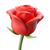 nostalgic majestic A single red rose, tightly closed bud with Transparent Background handcrafted png