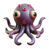 whimsical captivating Hyper-specific concept art style, isolated cutout of an alien creature with multiple eyes and tentacles with Transparent Background high quality png