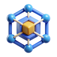 spectacular mid-century Blockchain technology network icon with Transparent Background flawless png
