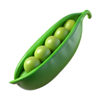 picturesque dynamic nordic Hyper-specific professional render of a single, freshly picked green pea pod with visible peas inside Isolated cutout with Transparent Background artisan png