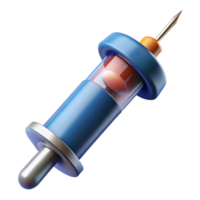 nostalgic impressive Photorealistic professional render of a single, advanced medical syringe with nanobot solution with Transparent Background museum quality png