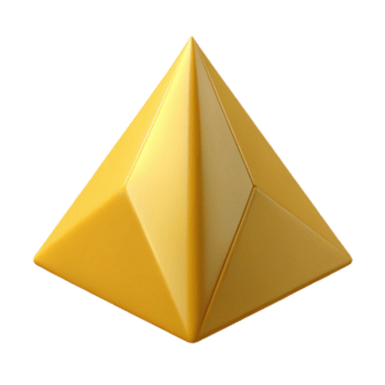 deslumbrante caprichoso artístico geométrico pirâmide com uma peso único AVC. amarelo plano cor, afiado arestas. com escalável Projeto. Alto qualidade png