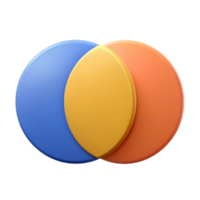 energetic striking Venn diagram with two overlapping circles, flat color, single-weight stroke with Scalable Design. premium png