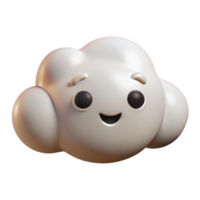 intense hypnotic Cloud character with a simple smiling face. Flat white color, crisp edges with Scalable Design. museum quality png