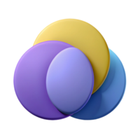 coveted mid-century Group of three circles, varying sizes, overlapping. Flat color, crisp edges with Scalable Design. elite png