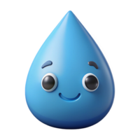 enchanting peaceful art deco Raindrop character with two small, round eyes. Clean lines, flat color, single-weight stroke with Scalable Design. studio quality png
