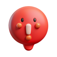majestic minimalist Speech bubble character with an exclamation point. Clean lines, flat red color with Scalable Design. 4K png