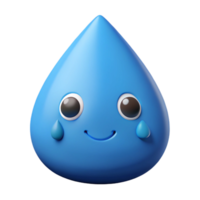 remarkable retro Raindrop character with two small eyes. Minimal design, flat blue color with Scalable Design. fine detail png