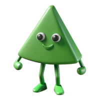 rare retro Triangular character with long, thin legs. Clean lines, flat green color with Scalable Design. premium png
