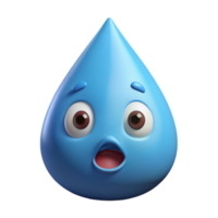 dreamy dazzling Raindrop character with a surprised expression. Crisp edges, single-weight stroke with Scalable Design. museum quality png