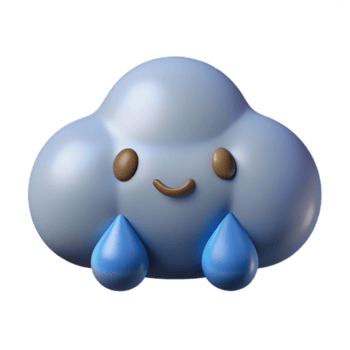 sedutor icônico circular nuvem com sorridente face e pingos de chuva. mínimo projeto, escalável, fresco arestas com escalável Projeto. png