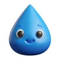 dazzling dynamic futuristic Raindrop character with two small eyes. Minimal design, flat blue color with Scalable Design. 8K png