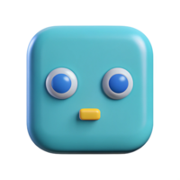 elegant timeless Geometric square character with rounded corners and a single, central eye. Flat color, crisp edges with Scalable Design. png