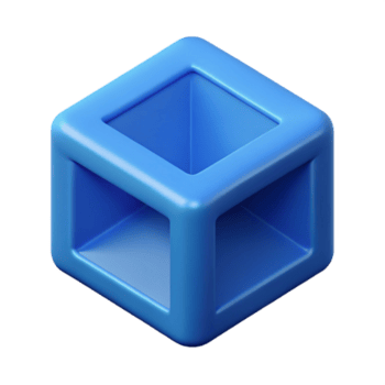 majestoso gótico geométrico cubo com limpar \ limpo linhas. peso único AVC, azul plano cor. com escalável Projeto. refinado png