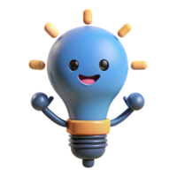 extraordinary celebrated Lightbulb character with glowing filament. Clean lines, symmetrical, flat color with Scalable Design. png