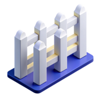 elegant unparalleled Flat color isometric fence with clean lines and white pickets with Scalable Design. png