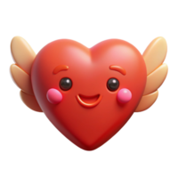 dramatic stunning Heart-shaped character with tiny wings, simple happy face. Clean lines, symmetrical, flat color with Scalable Design. perfect clarity png