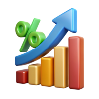 enchanting avant-garde Upward trending arrow chart with percentage markers. Crisp edges, single-weight stroke, with Scalable Design. fine detail png