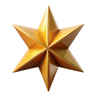 captivating peaceful artistic Symmetrical isometric star with sharp points and a gold color with Scalable Design. high quality png